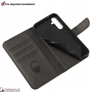 Dirbtinos odos dėklas su 4 skyreliais - juodas (Samsung M34 5G) Dirbtinos odos dėklas su 4 skyreliais - juodas (Samsung M34 5G)